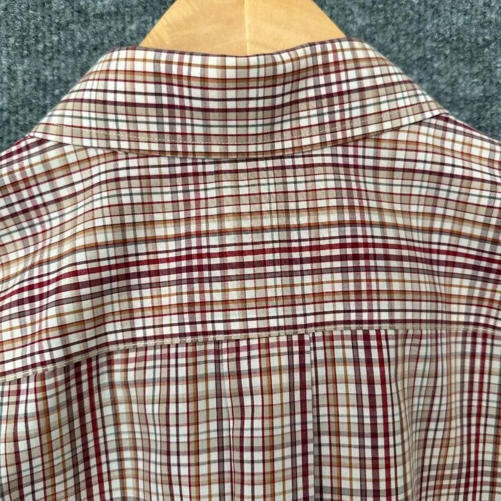 Eddie Bauer Shirt Mens Large Red Tan Plaid Casual Relaxed Wrinkle Resistant - Picture 5 of 10